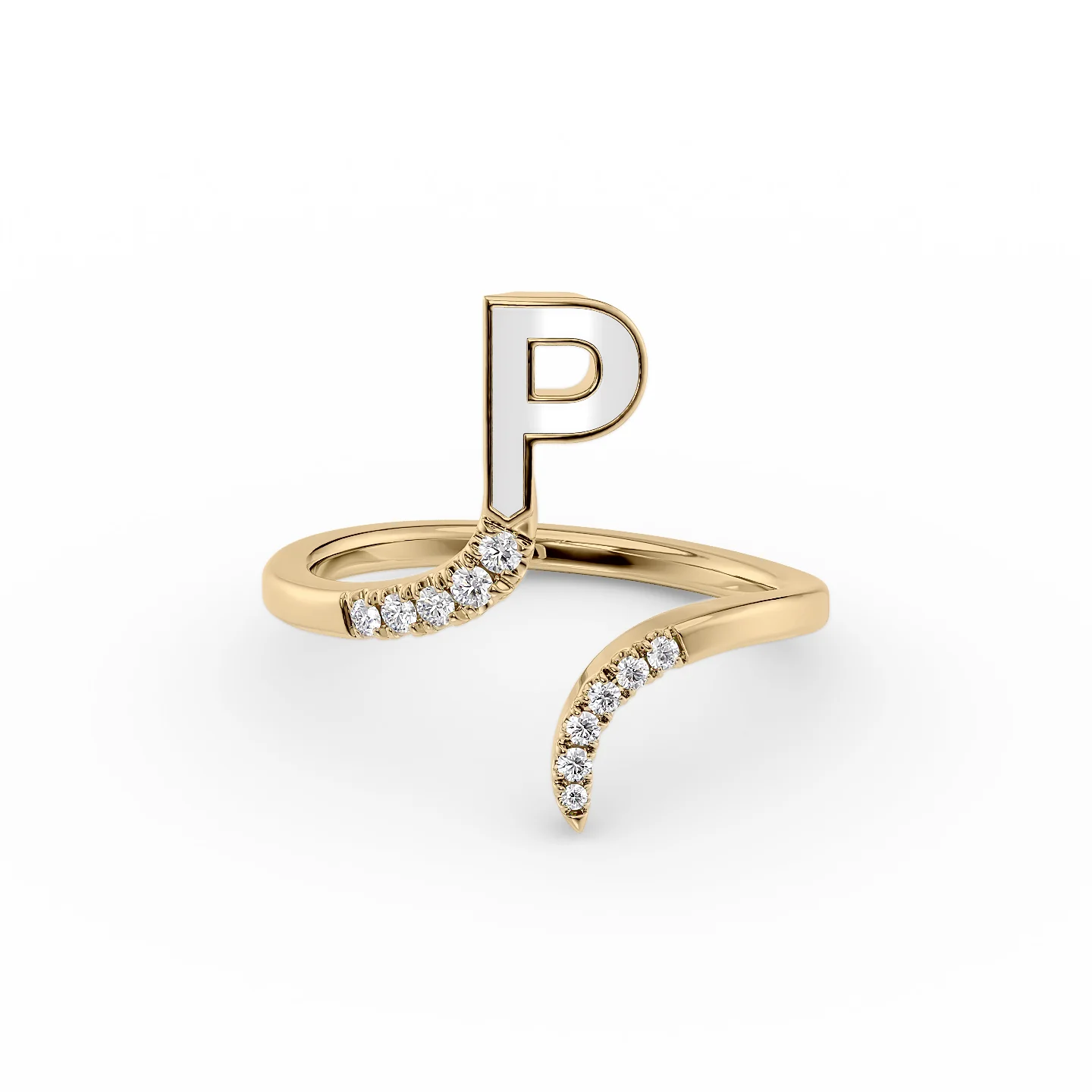 Tapered band ring-Initial Letter Dainty Ring