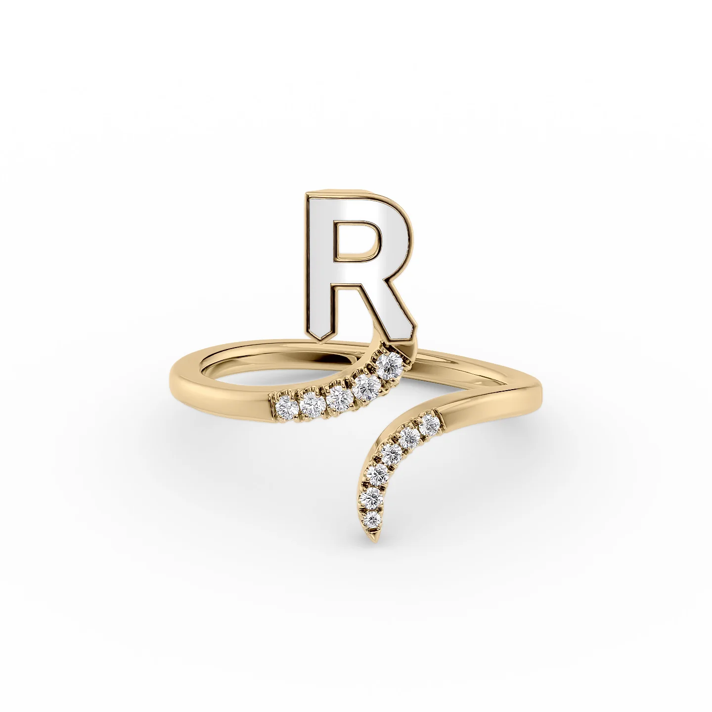 Organic gem ring-Initial Letter Dainty Ring