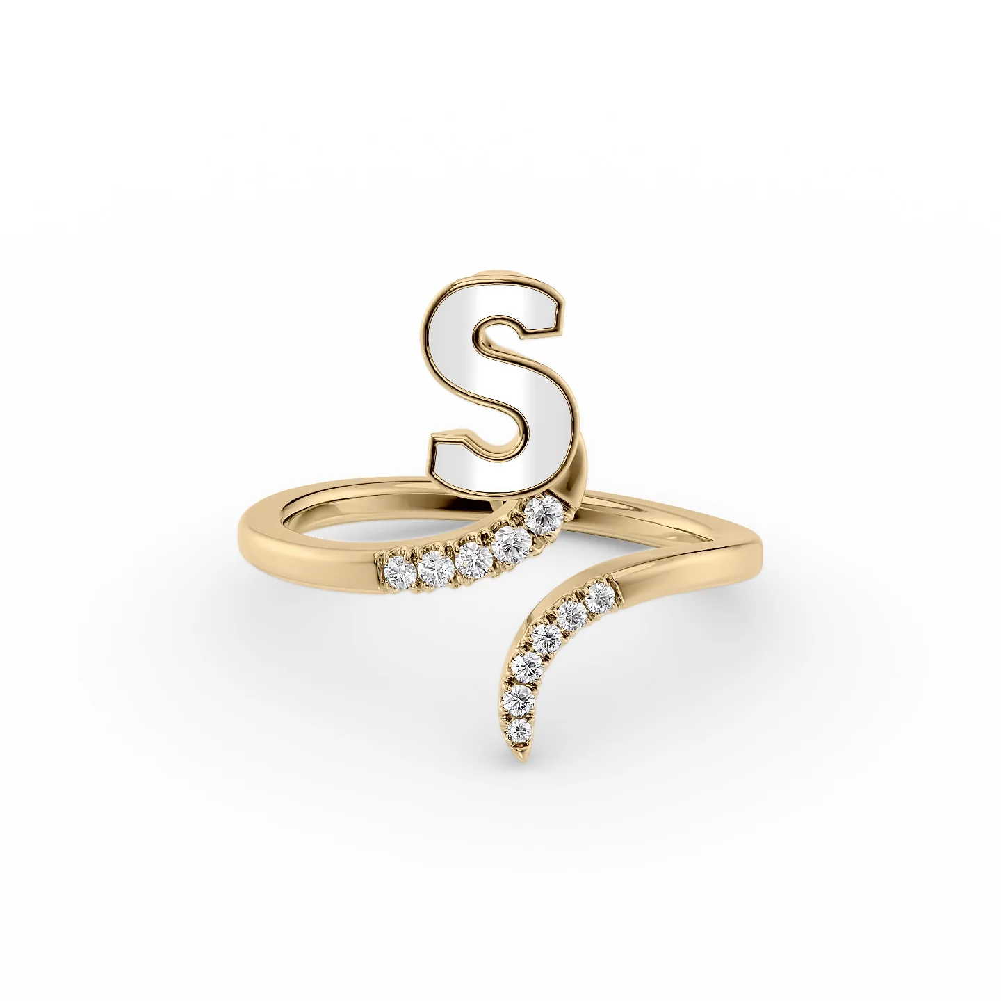 Colorful enamel ring-Initial Letter Dainty Ring