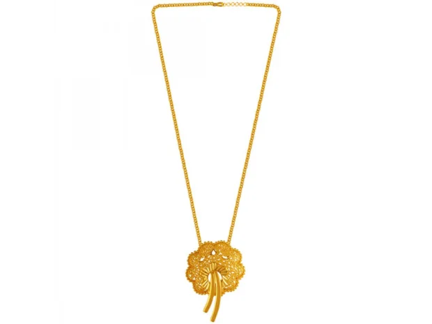 Spiral charm necklace-Intricately Designed 22k Gold Chain Pendant