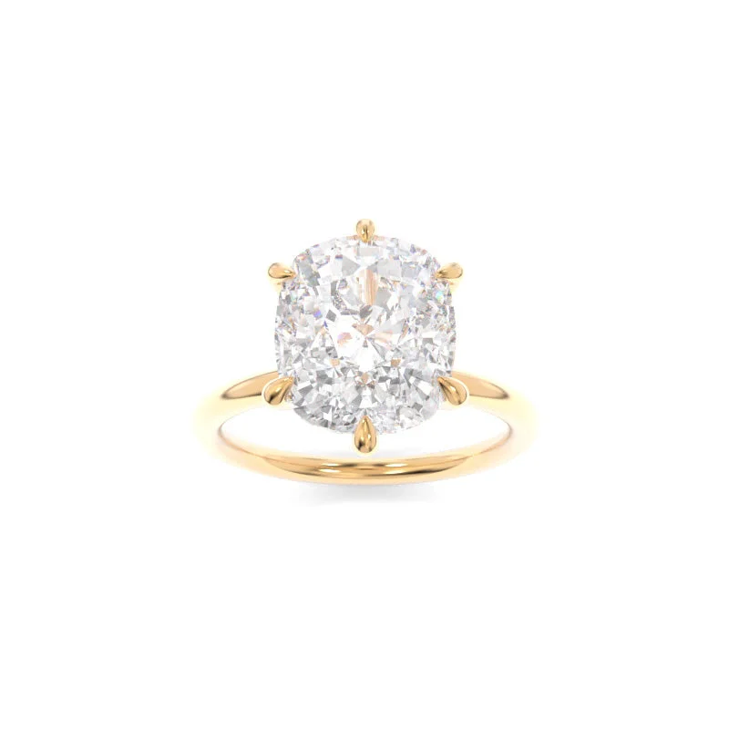 Baguette diamond ring-Jennie Solitaire Elongated Cushion