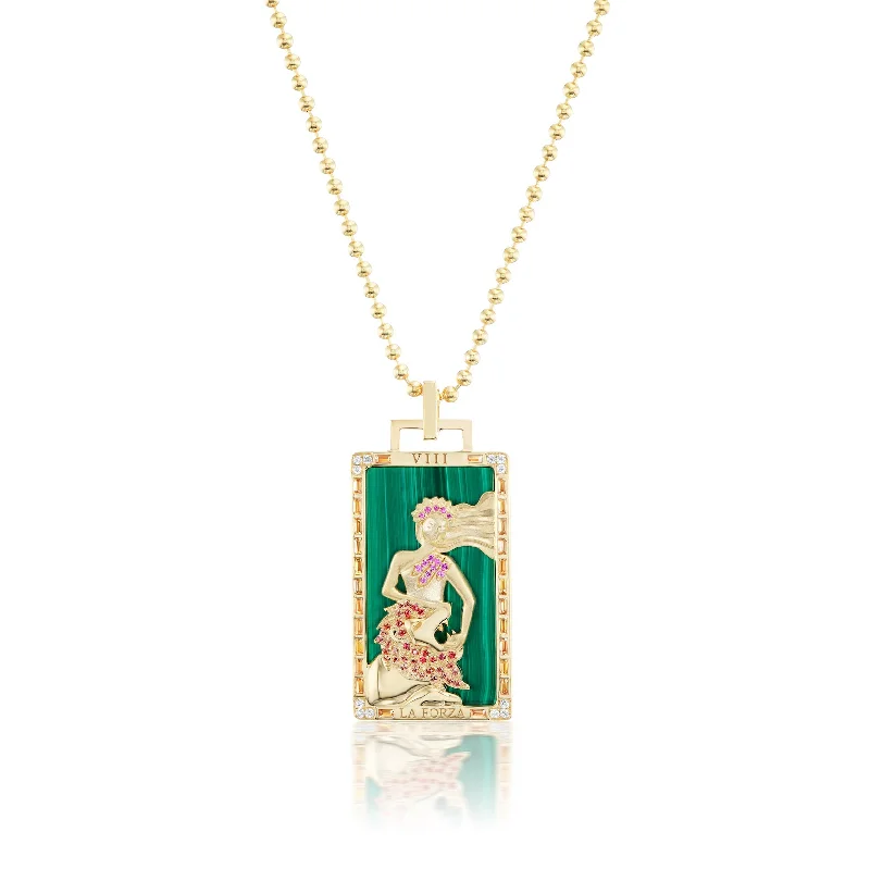 Subtle silver necklace-La Forza Piccola Tarot Card