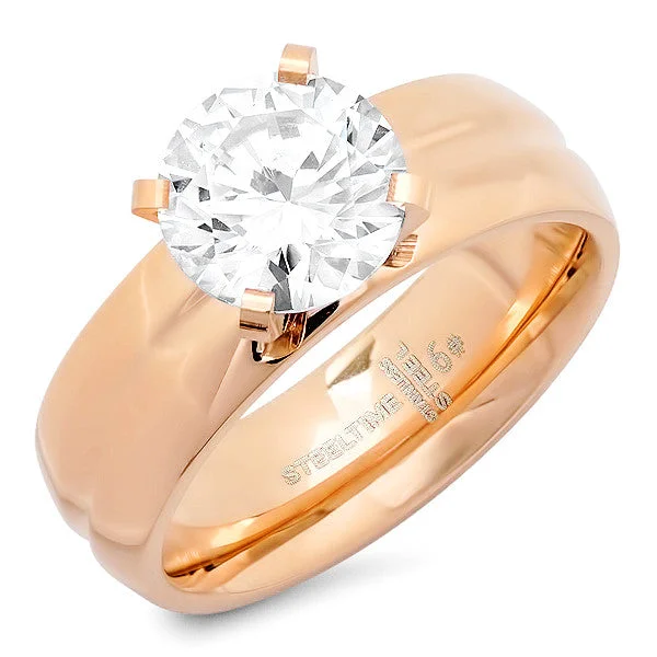 Luxe morganite ring-Ladies 18 KT Rose Gold Plated Engagment Ring With Simulated Diamond