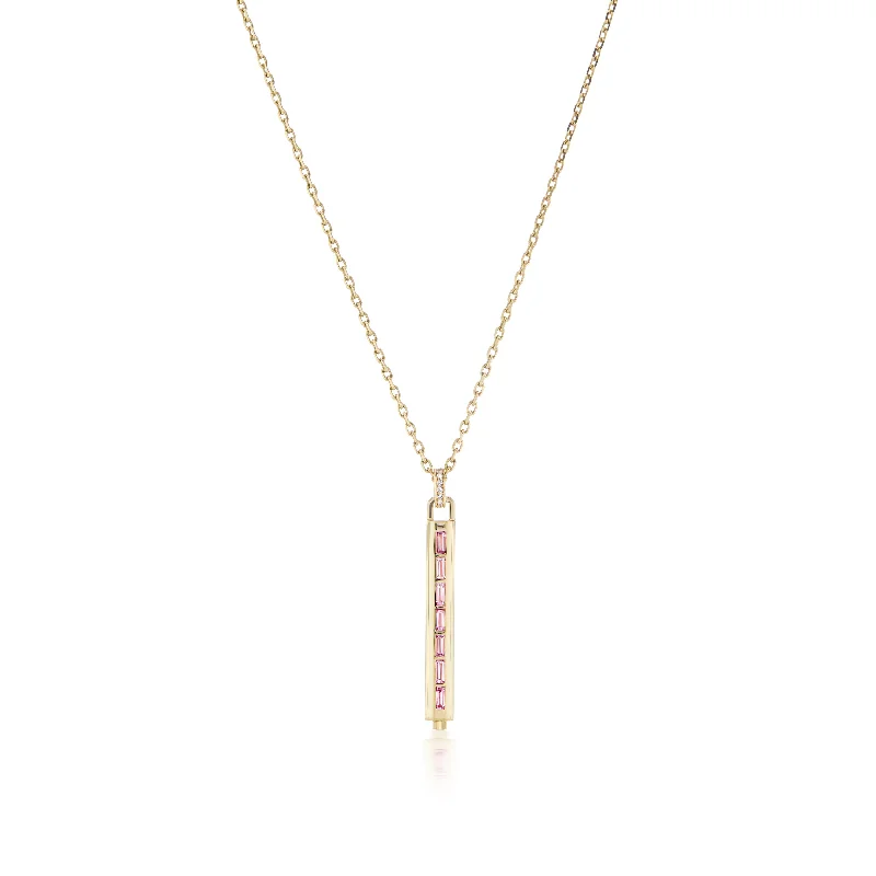 Curved gem necklace-Lock & Key Baguette Key