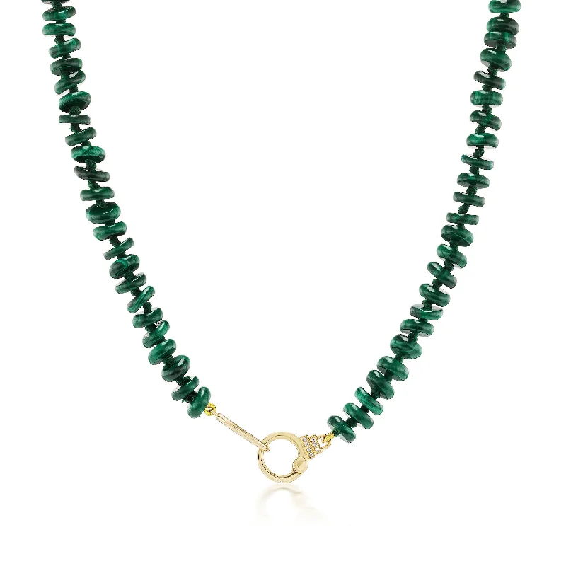 Modern citrine necklace-Malachite Beaded Necklace