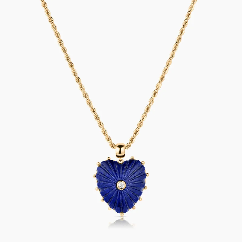 Linked charm necklace-Malene Lapis Rope Necklace