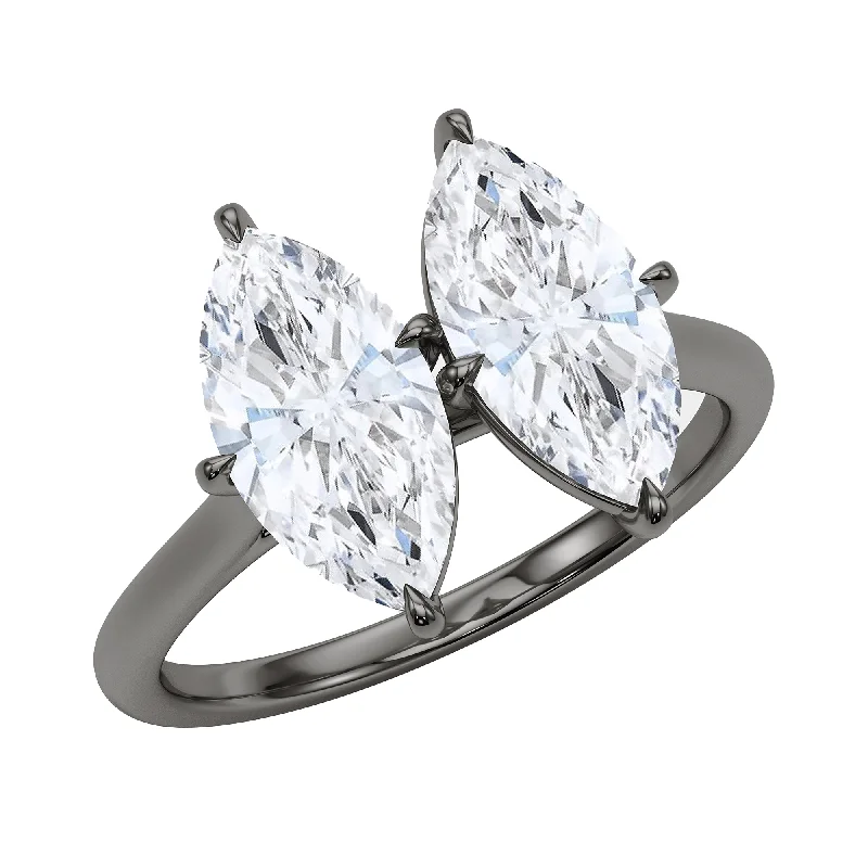 Simple aquamarine ring-Marquise Twin Diamond Ring