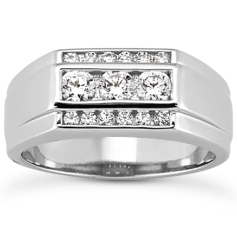 Interlocked ring-Men's 1 Ct T.W. Diamond Ring 10k White Gold