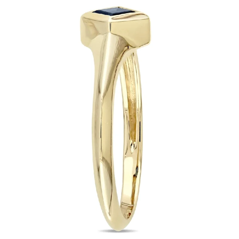 Statement onyx ring-Miadora 14k Yellow Gold Square-Cut Blue Sapphire Engagement Ring