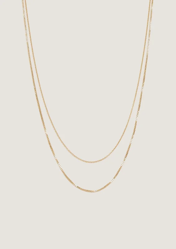 Oval gem necklace-Micro Rolo & Wheat Chain Necklace Stack