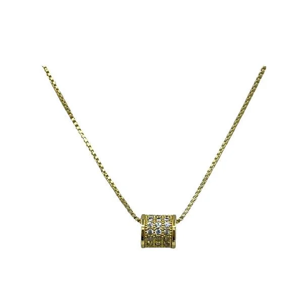 Sun motif necklace-Micropave Slider: 'Barrel': 18kt and CZ (NGCH465BRL)