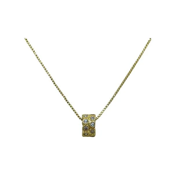 Rough diamond necklace-Micropave Slider: 'Cylinder': 18kt and CZ (NGCH465RND)