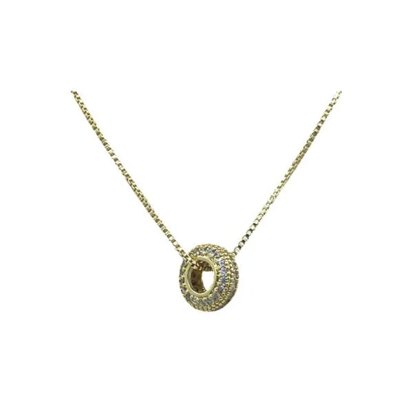 Glittering diamond necklace-Micropave Slider: Large Oval: 18kt and CZ (NGCH465OVL)