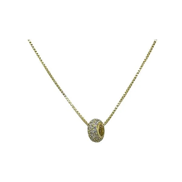 Braided chain necklace-Micropave Slider: Small Oval: 18kt and CZ (NGCH465OVS)