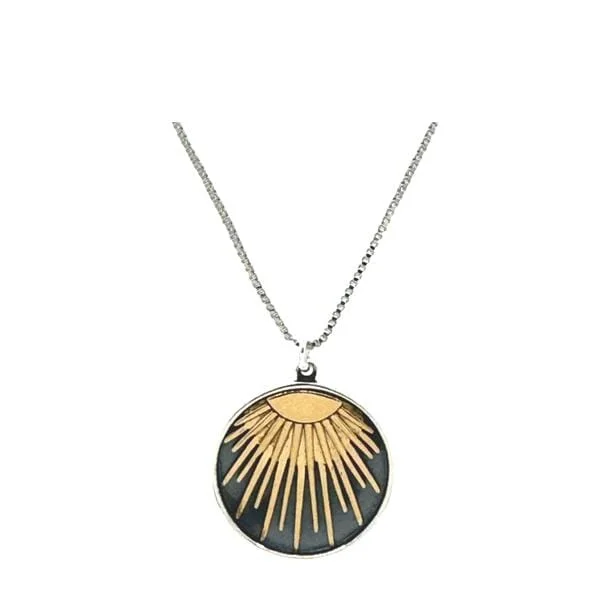 Spiral charm necklace-Mixt Metal: Sunray Pendant (NGCP46XG)