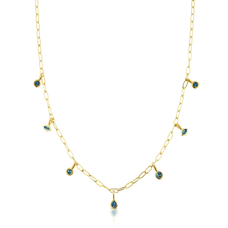 Sculpted gold necklace-Multi-Shape Bezel Necklace