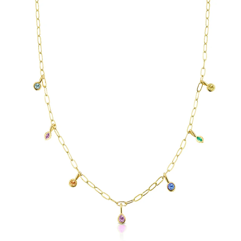 Domed gem necklace-Multi-Shape Bezel Necklace