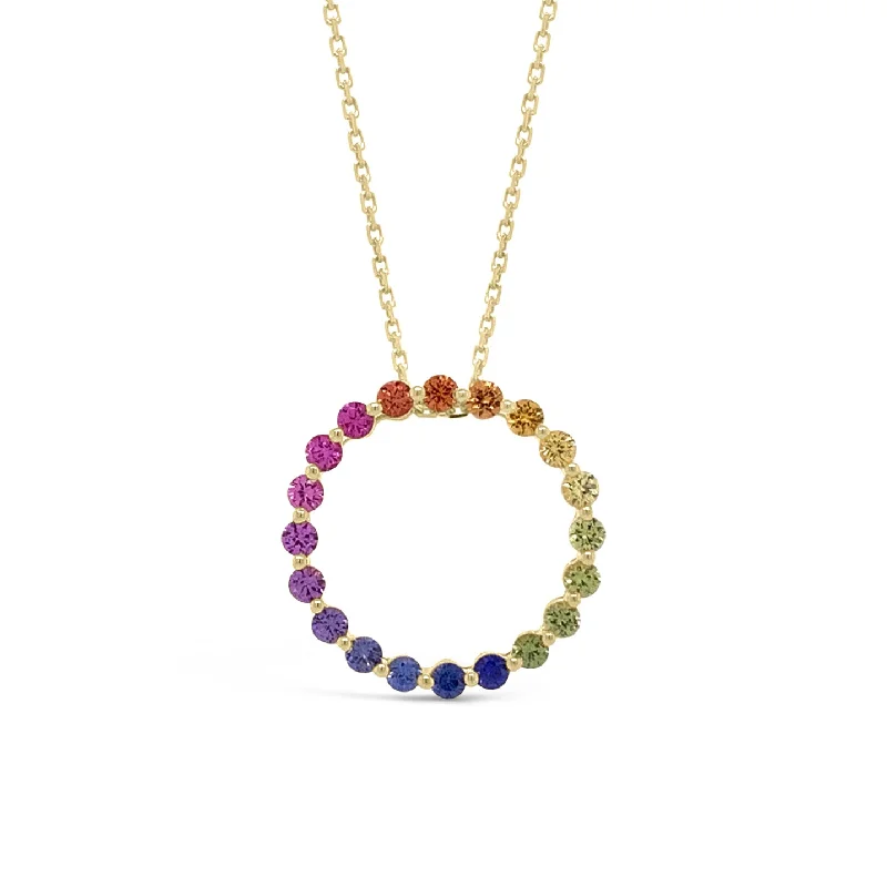 Modern minimalist necklace-Multicolor Gemstone Medium Pendant