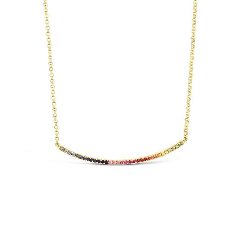 Bold emerald necklace-Rainbow Bar Necklace