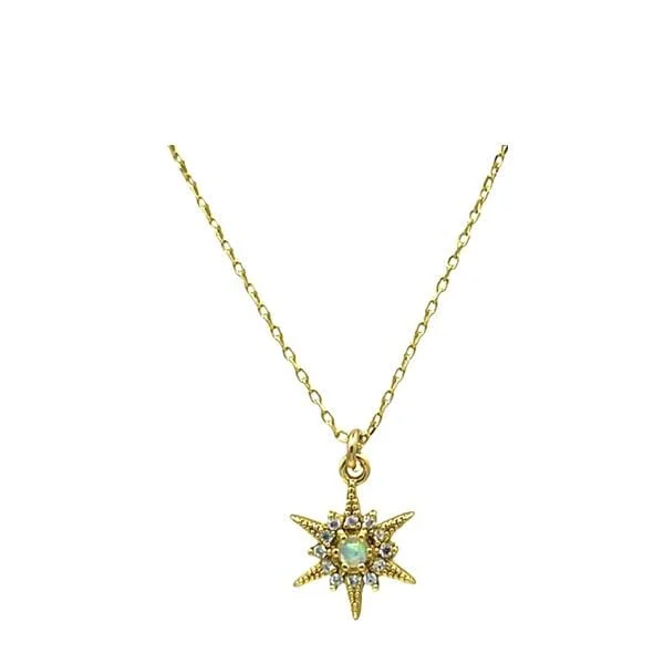 Modern peridot necklace-Opalite CZ Star Pendant Necklace (NGCP485OP)