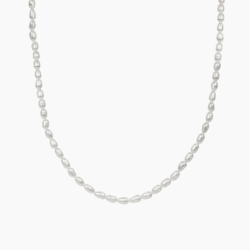 Futuristic diamond necklace-Oval Freshwater Pearl Necklace