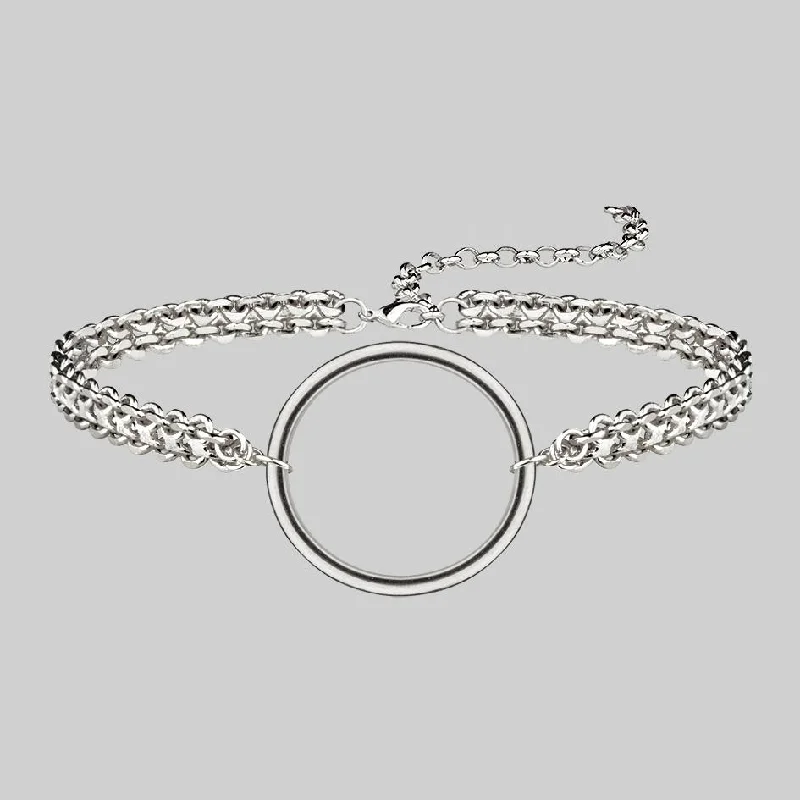 Wire-twist necklace-PARADOX. Oversized Ring Chain Choker - Silver