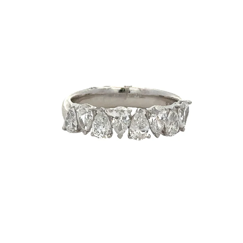 Claw-set ring-Pear Cut Diamond Band in White Gold