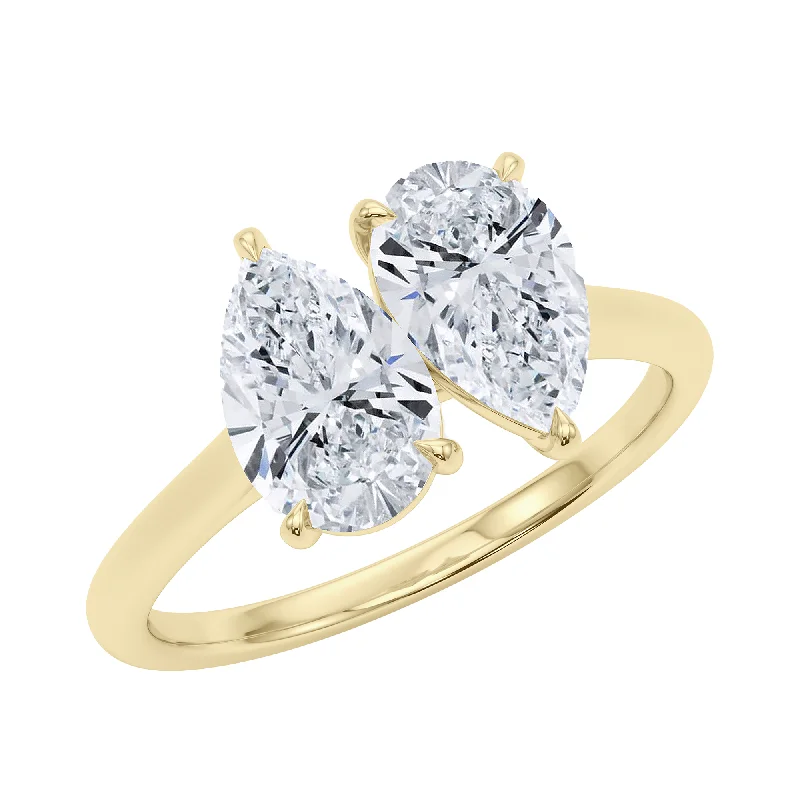 Delicate filigree ring-Pear North-South Twin Diamond Ring