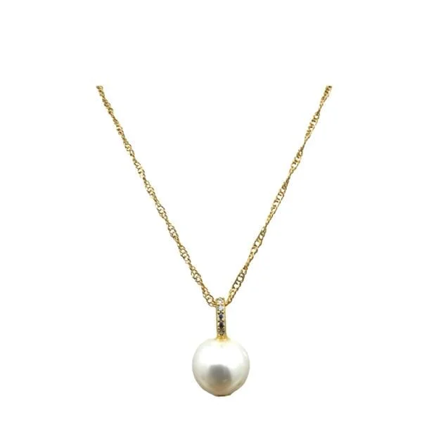 Dotted chain necklace-Pearl With CZ Pendant Necklace (NGCP3065)