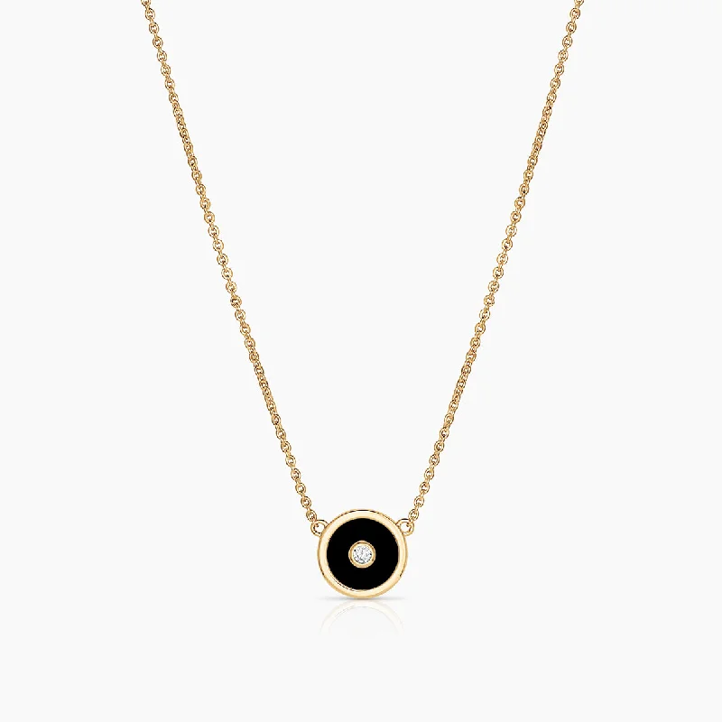 Glossy black necklace-Petite Balia Black Enamel Necklace