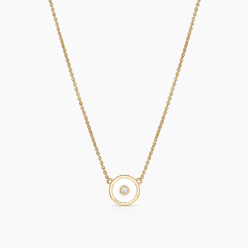 Linked charm necklace-Petite Balia White Enamel Necklace