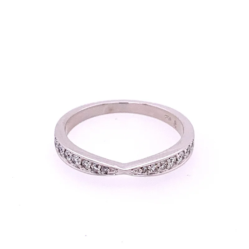 Narrow-set ring-Pinched Diamond Band in White Gold