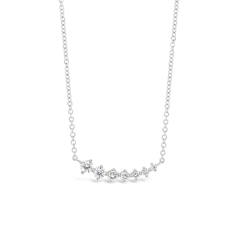 Sapphire drop necklace-Prong-set Diamond Bar Necklace