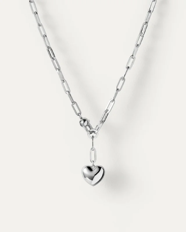 Narrow-set necklace-Puffy Heart Chain Necklace