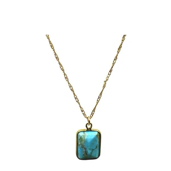 Polka dot necklace-Rectangular Semi Precious Stone Necklace: Turquoise (NCP7080TQ)