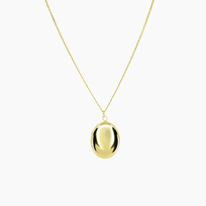 Polka dot necklace-Roma Oval Locket Necklace (Gold)