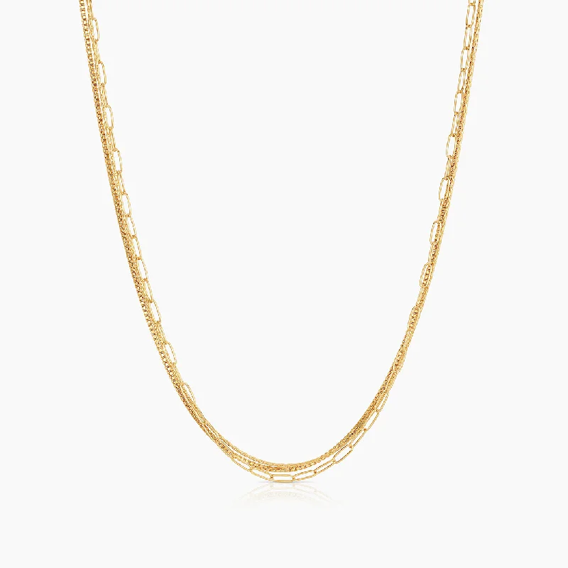 Dotted chain necklace-Rosalie Triple Strand Necklace