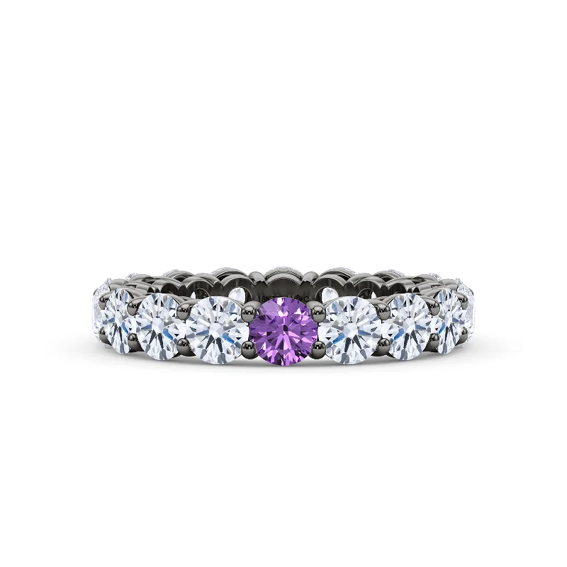 Glittering diamond ring-Round Cut Diamond & Birthstone Eternity Band