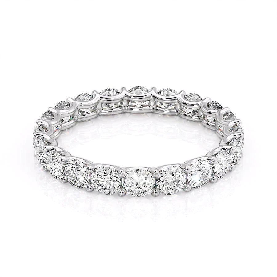 Tiny crystal ring-2ct Round U Prong Eternity