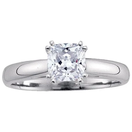 Floating diamond ring-Royale 1/2 CTW Cushion Diamond Solitaire Engagement Ring in 14KT White Gold