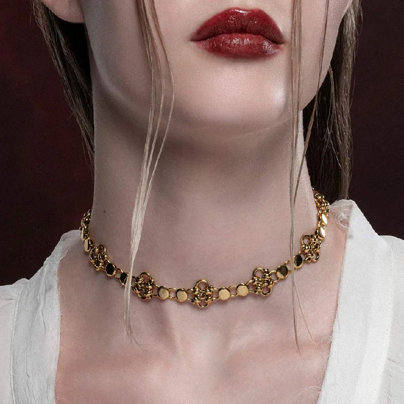 Modern minimalist necklace-RUBIOUS. Chainmail Collar - Gold