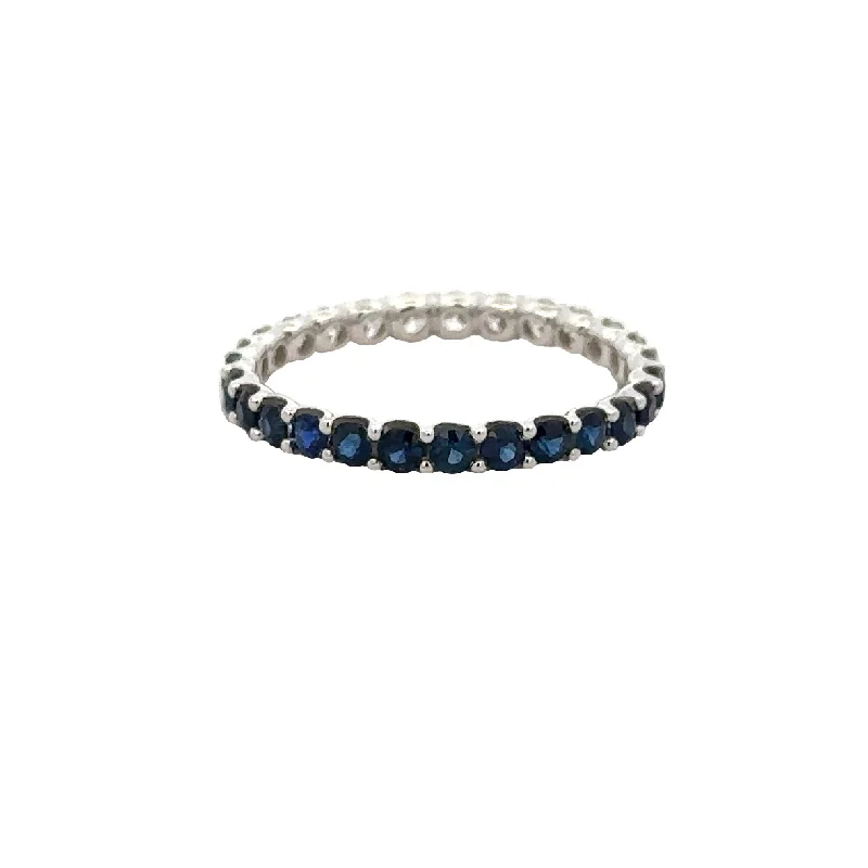 Bold emerald ring-Sapphire and Diamond Eternity Band in White Gold