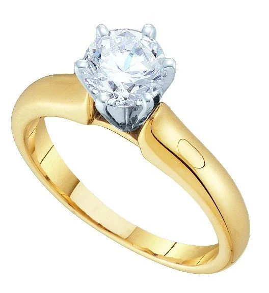 Hammered finish ring-Signature Certificate 1 1/2 CTW Diamond Solitaire Engagement Ring in 14KT Yellow Gold