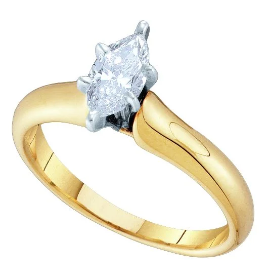 Bold pave ring-Signature Certificate 1/2 CTW Marquise Diamond Solitaire Engagement Ring in 14KT Yellow Gold