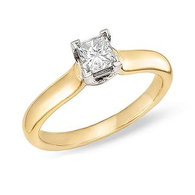 Floral cluster ring-Signature Certificate 1/2 CTW Princess Cut Diamond Solitaire Engagement Ring in 14KT Yellow Gold