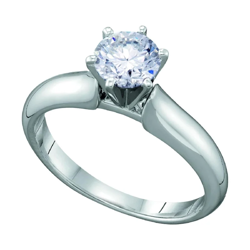 Narrow-set ring-Signature Certificate 3/4 CTW Diamond Solitaire Engagement Ring in 14KT White Gold