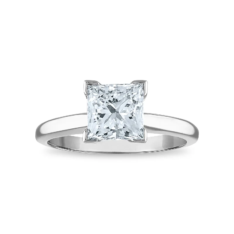 Sleek platinum ring-Signature Certificate EcoLove 2 CTW Princess Cut Lab Grown Diamond Solitaire Engagement Ring in 14KT White Gold