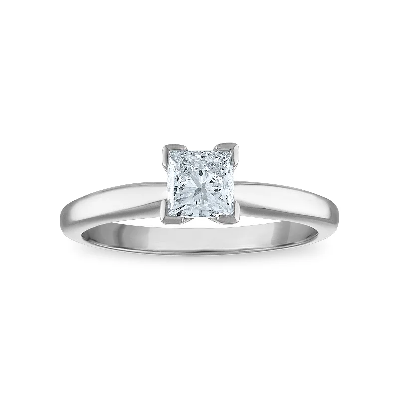 Platinum eternity ring-Signature Certificate EcoLove 3/4 CTW Princess Cut Lab Grown Diamond Solitaire Engagement Ring in 14KT White Gold