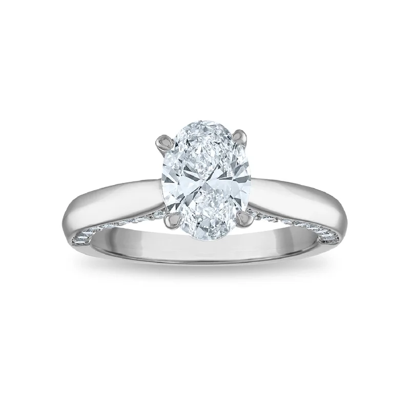 Hinged design ring-Signature EcoLove 2 CTW Lab Grown Diamond Solitaire Engagement Oval Ring in 14KT White Gold