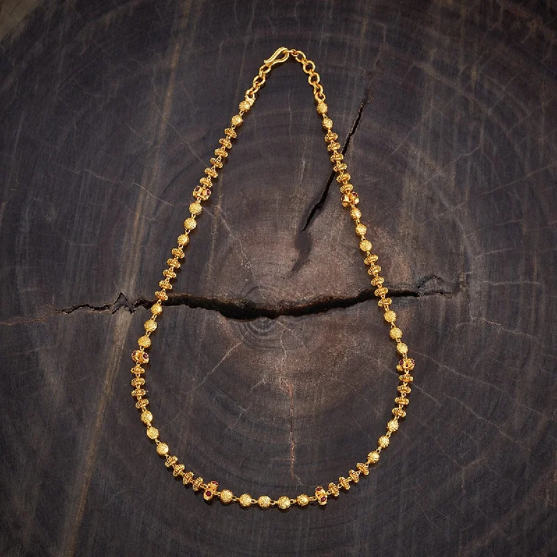 Sculpted gold necklace-Silver Temple Chain 177969